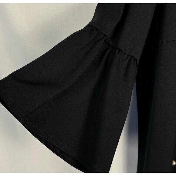 Womens Ann Taylor Black Pearl Embellished Top Size L Career Classic Church Comfy - Picture 4 of 6